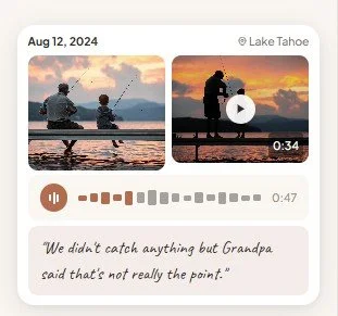 A Keeplii memory with photo, video, voice, and note